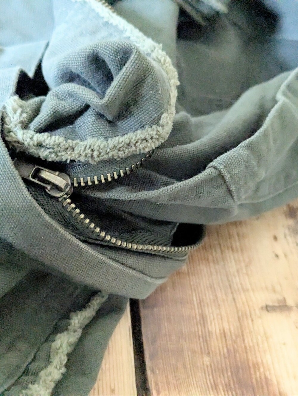 2000s Y2K Utility Jacket Hooded Military Cargo Green Cotton Large - Picture 11 of 15